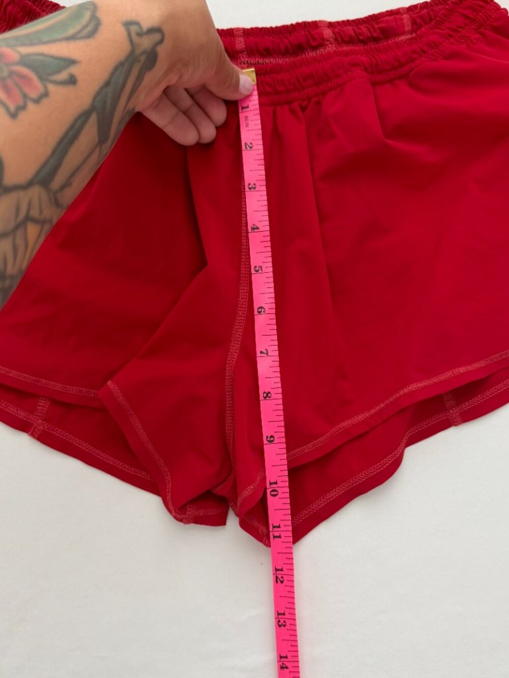 Jolyn Red Running Shorts Medium Athletic Track Gym Activewear Dolphin Hem - Picture 6 of 7